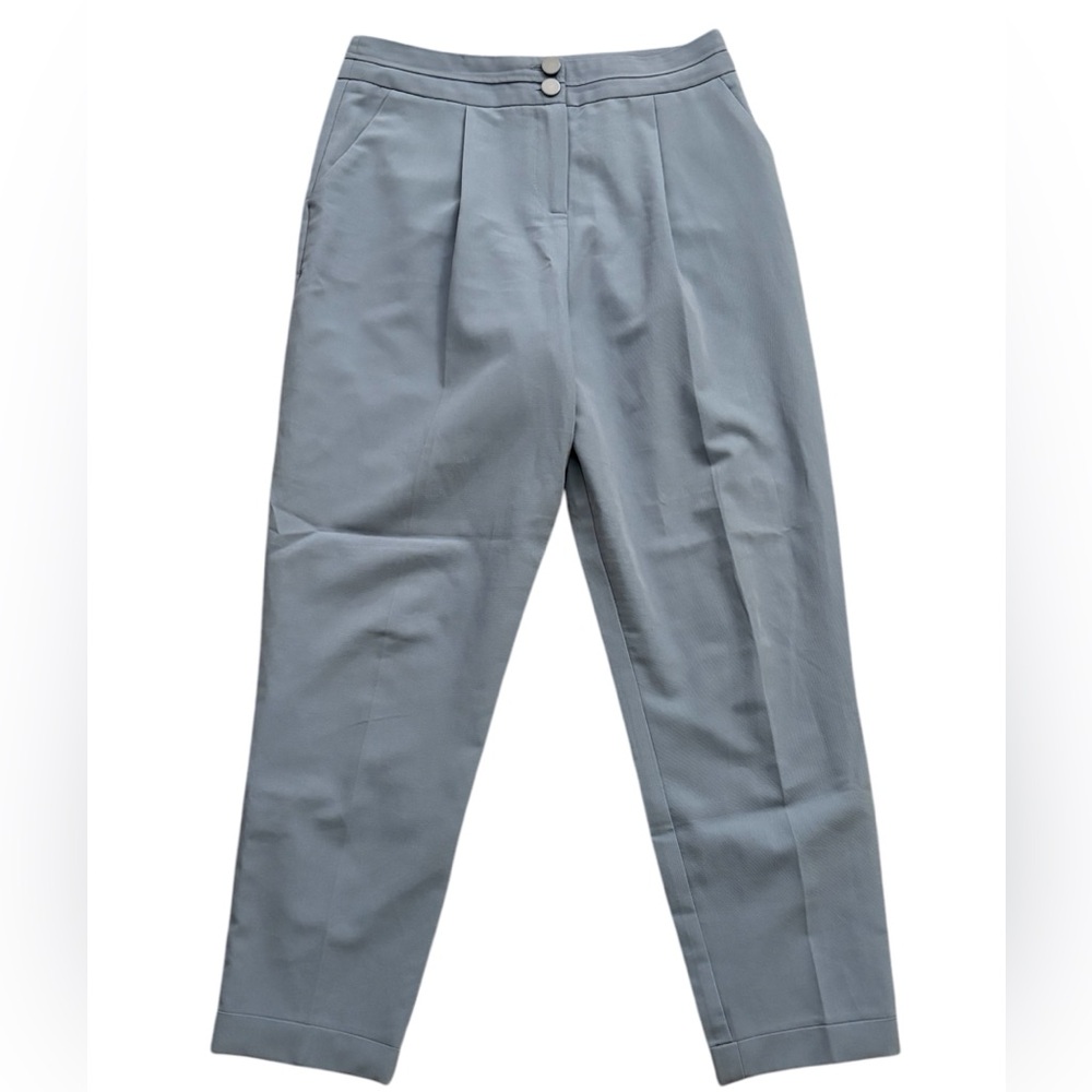 Asos Blue High Waist Ankle Pleated Trousers Size 6